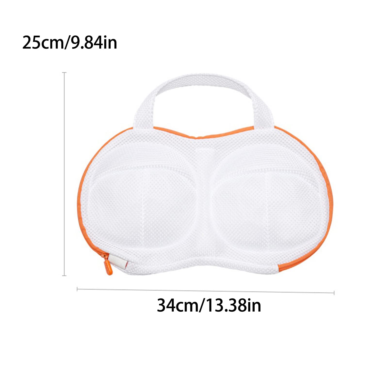 MISNODE Lingerie Bag Polyester Laundry Bra Meshs Bags 13x10 inch 3D Cup Shape Design Mesh Laundry Bag Built In 3D Cartilage Support Bra Laundry Bags for Washing Machines (Orange 2pcs)