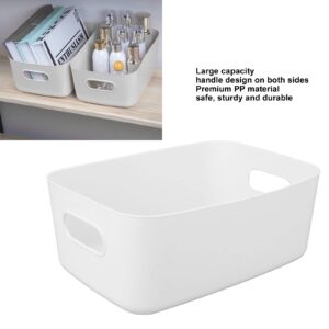 Plastic Basket, Large Capacity Multi Use Storage Basket Rectangular Cabinet Organizer with Handle for Home Office Organization and Storage White