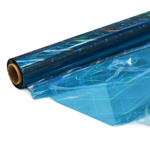 cmfyhm iridescent light blue cellophane wrap roll i 34 in x 100 ft i extra wide colorful cello perfect for baskets,gifts,birthday holiday wedding floral, party arts crafts decoration