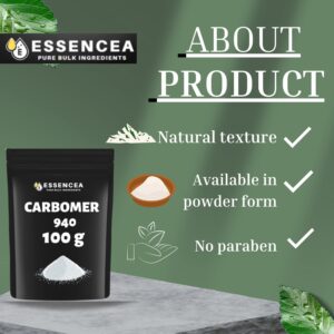 Carbomer 940 100gm by Essencea Pure Bulk Ingredients | High Viscosity | Pure CARBOMER 940 (3.53 Ounces)