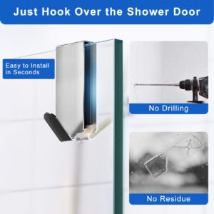 Shower Door Hooks, Shower Hooks for Towels, Heavy Duty Drilling-Free Double Sided Shower Towel Hooks for Bathroom Frameless Glass Shower Door, Over The Door Towel Hooks, 2 Packs