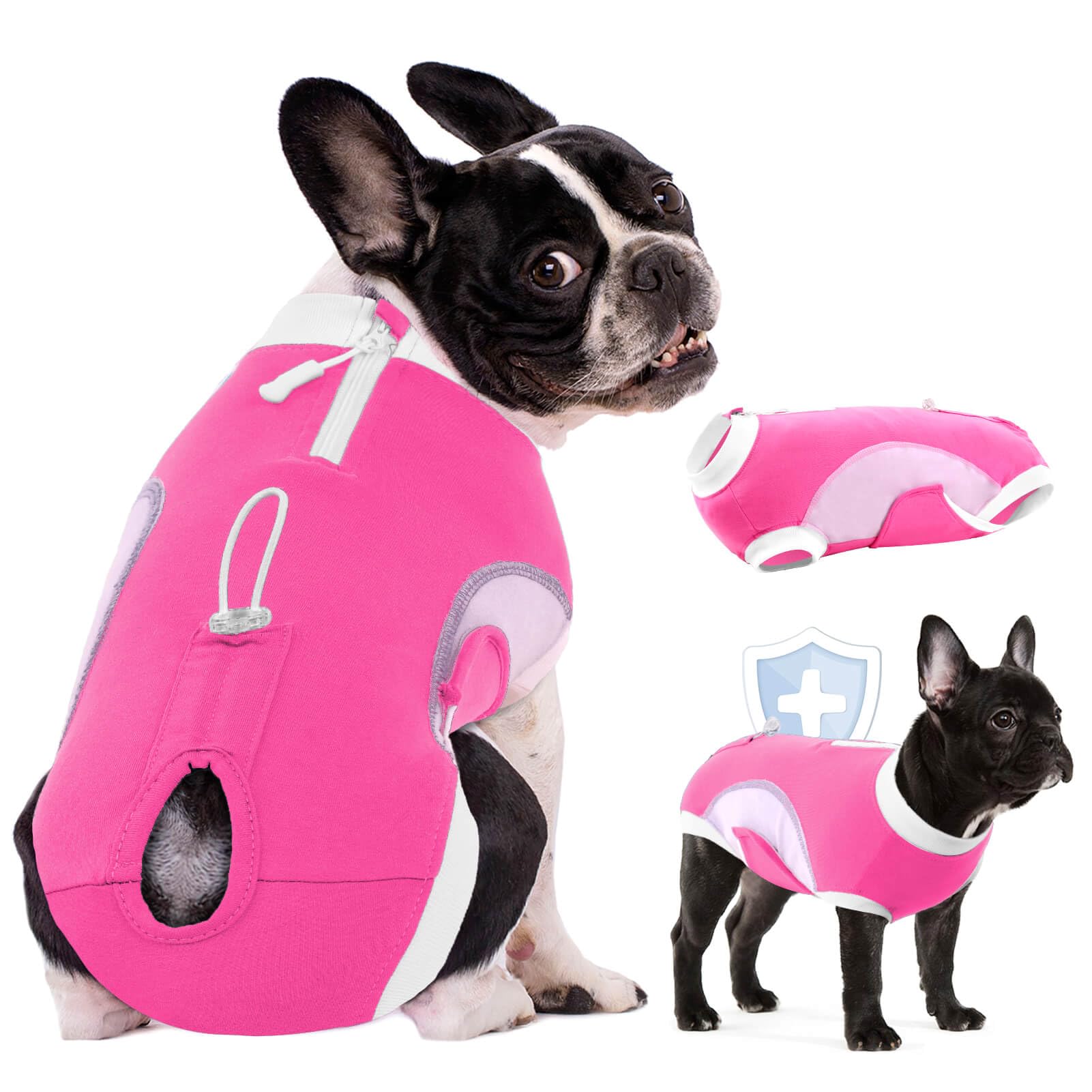 AOFITEE Dog Surgery Recovery Suit, Dog Onesie for Surgery, Soft Cotton Dog Recovery Suit with Zipper & Pee Hole, Substitute E-Collar & Cone, Surgery Recovery Shirt for Female Dogs Cats Spayed