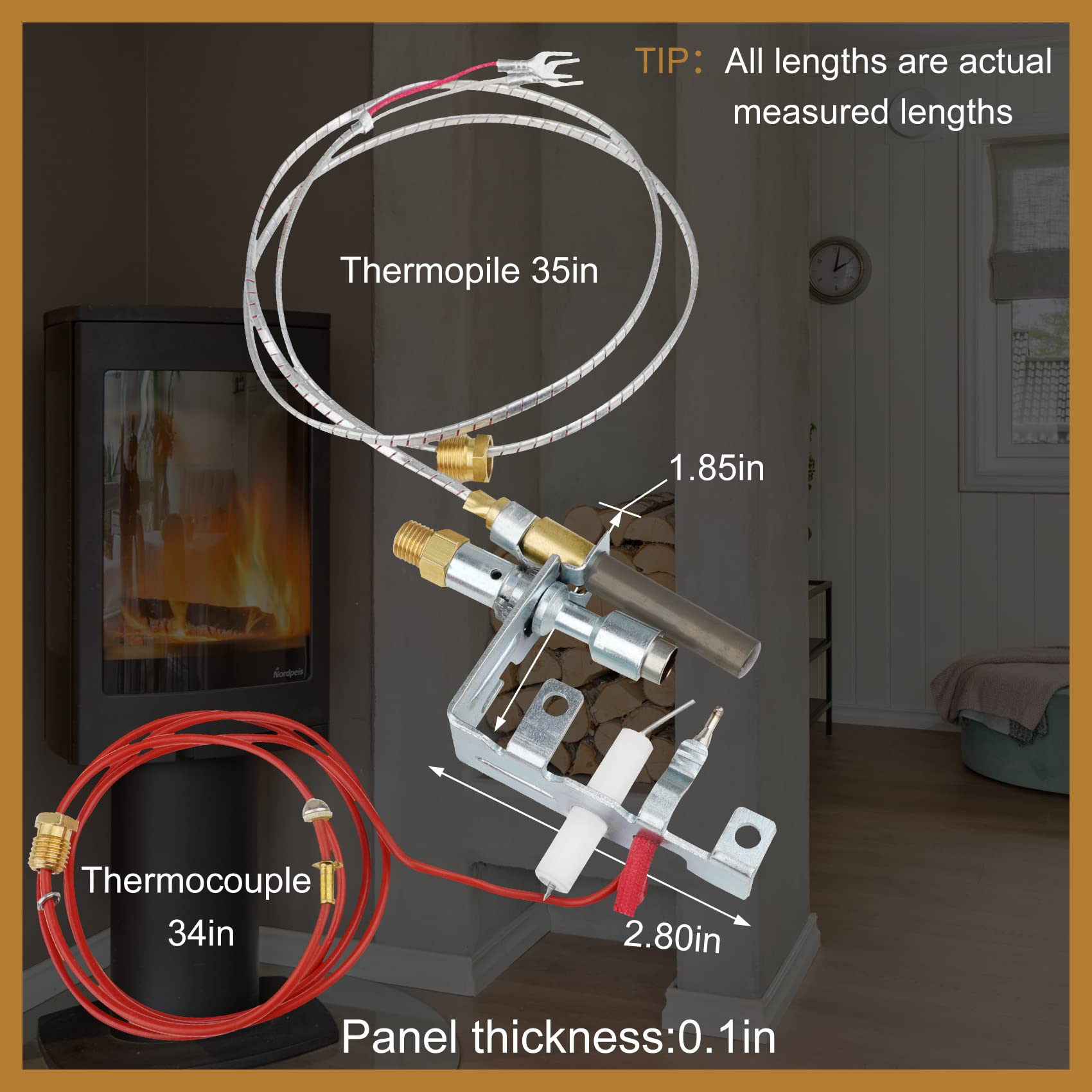 Aowoil 14D0473 Gas Fireplace Pilot,ODS Pilot Assembly with New Thermocouple for Vent-Free Gas Fireplaces, Compatible with Lexington Forge, Majestic, Martin, and Monessen Gas Stoves and Gas Log Sets