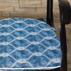 FUNHOME Outdoor Chair Cushions Set of 2,17" x 16" x 2",U-Shaped Garden Seat Cushion Waterproof,Patio Furniture Cushions with Ties,Dining Chair Cushions Indoor Chair Pads 17 inch(Ocean Blue)