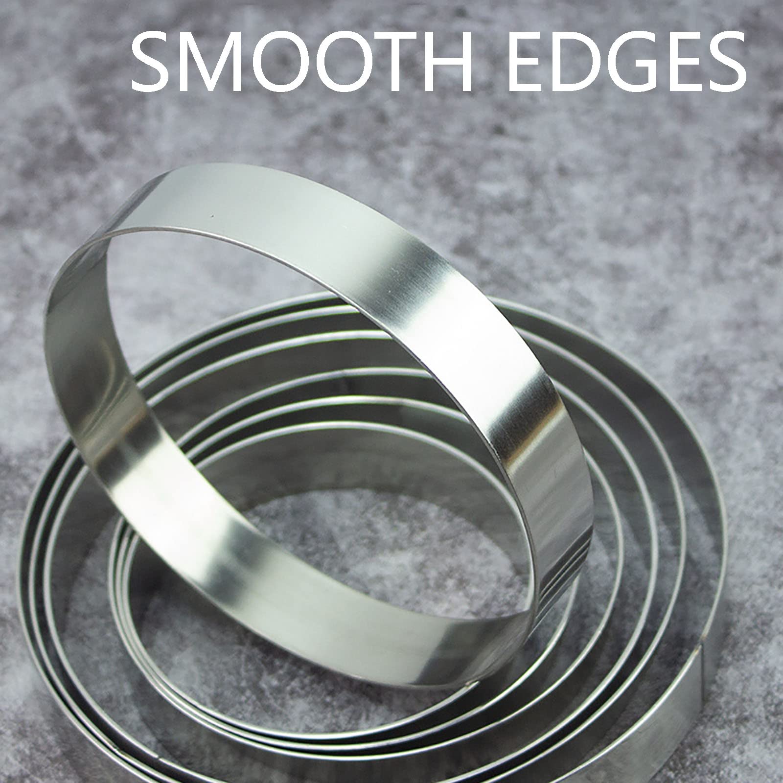 Stainless Steel Cooking Rings Molds 3.15”Egg Ring 6”Pancake Ring 8”Omelet Ring Nonstick Cooking Rings Egg Cooking Rings for Griddle Frying Eggs Pancake Omelette Muffins Sandwiches Waffles Breakfast