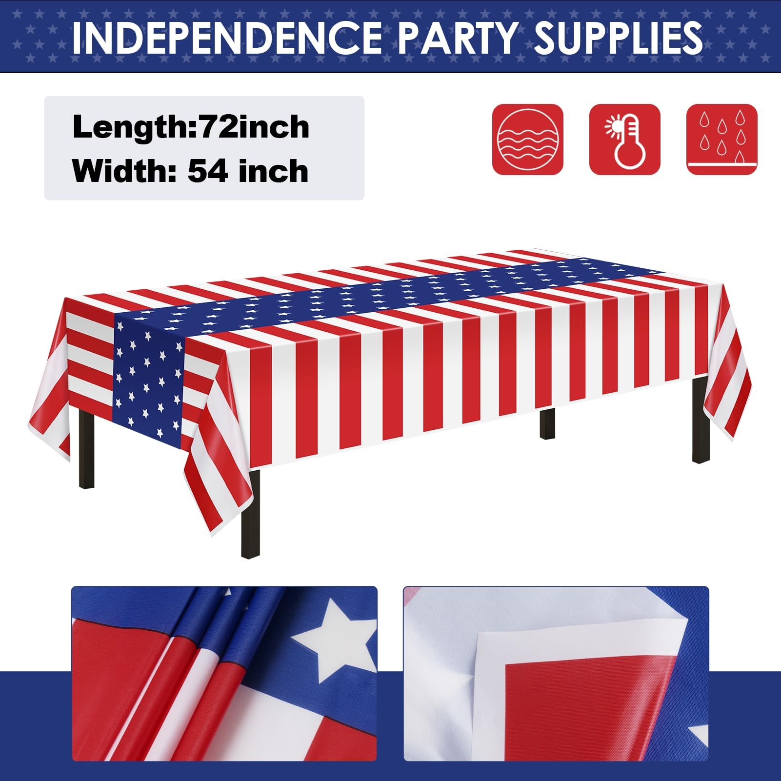 Patriotic Party Supplies,152Pcs American Flag Themed Party Set, Patriotic Party Decorations, American Flag Tablecloths,4th of July Plates Cups, Red White and Blue Decor for Outside, Picnic, Memorial