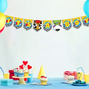 Baby Shower Decorations for Boy, Its A Boy Banner for Baby Shower, Its A Boy Banner Bunting Christening Baby Shower Garland, Toy Theme Story Baby Shower Banner for Boy, Boys Bday Banner Party Favors