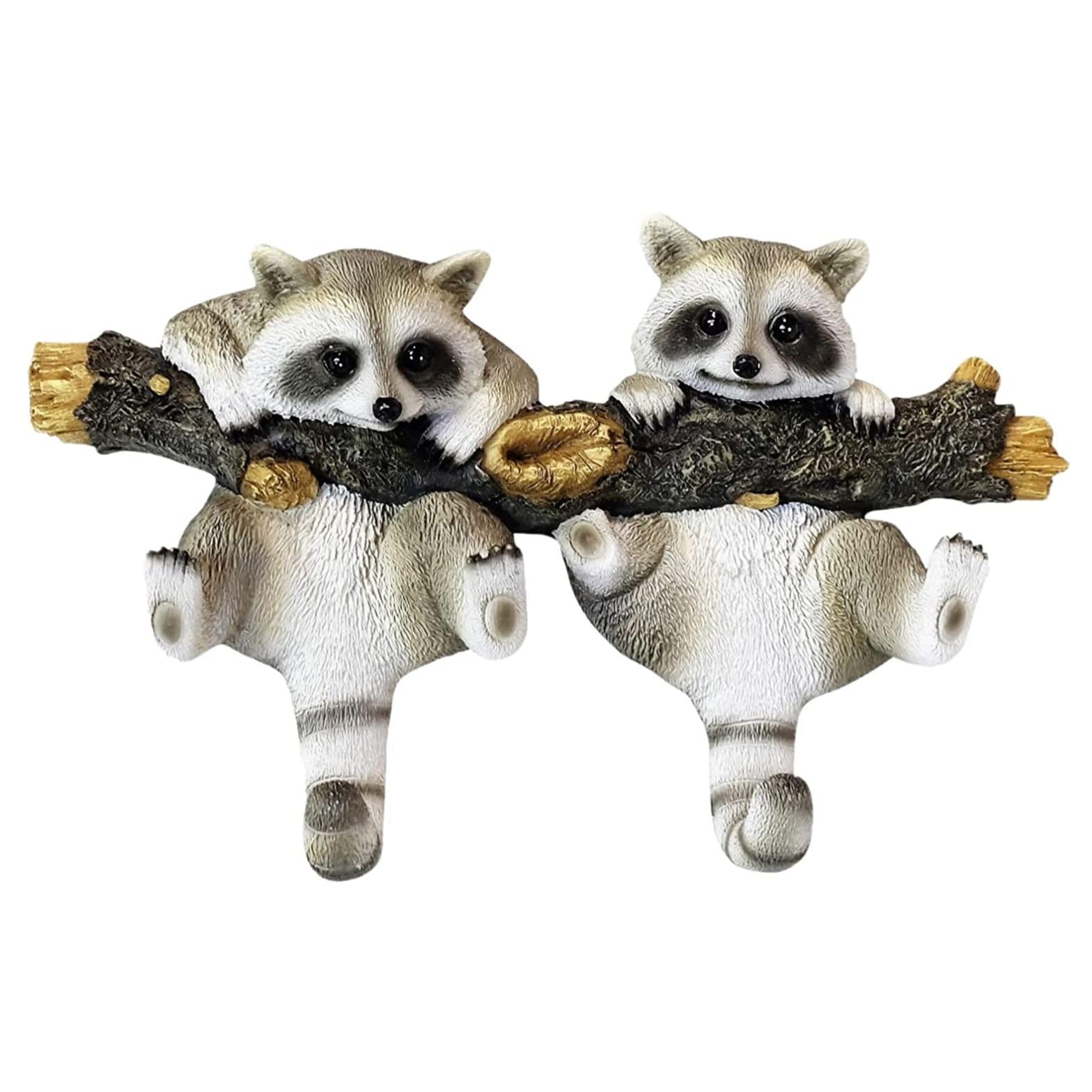 AMAJY Whimsical Raccoon Wall Hooks - Rustic Resin Log Cabin Hanger for Coats, Hats, Backpacks, Keys, Towels, and More - Functional Wall-Mount Storage for Entryways, Bedrooms, Bathrooms, or Kitchens