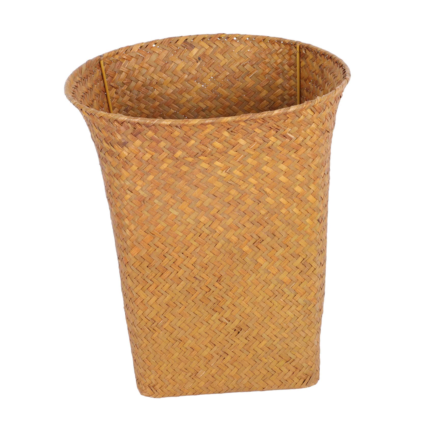 Operitacx Waste Basket, Wicker Trash Can, Round Wicker Basket, Woven Wicker Garbage Can for Bedroom, Bathroom