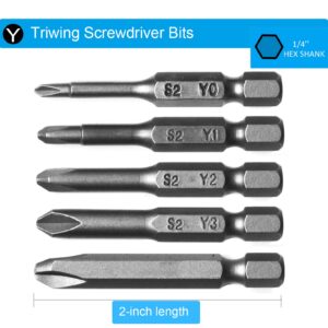 Triwing Screwdriver Bits Set 5 Sizes Y0 Y1 Y2 Y3 Y4, SKZIRI 5in1 3 Point Y-Shaped Y Tip Screwdriver Bit Triwing Bits Set Magnetic Point