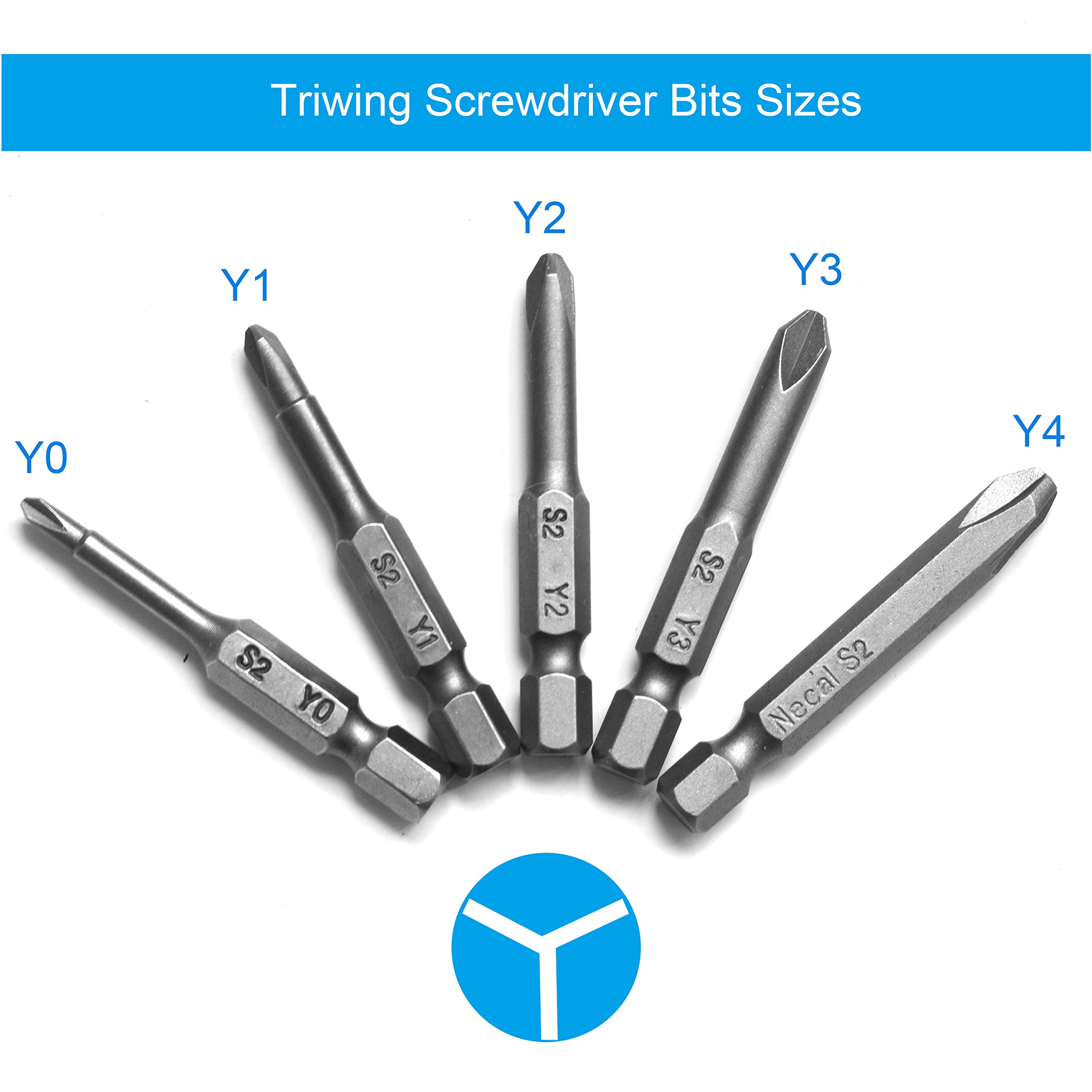 Triwing Screwdriver Bits Set 5 Sizes Y0 Y1 Y2 Y3 Y4, SKZIRI 5in1 3 Point Y-Shaped Y Tip Screwdriver Bit Triwing Bits Set Magnetic Point