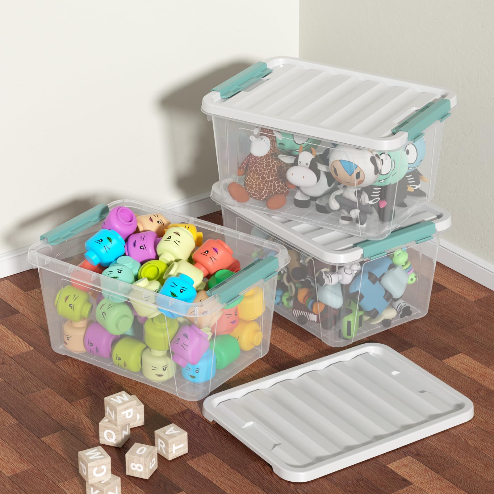 AnnkkyUS 20 Quart Clear Latching Boxes, Plastic Storage Bins with Lids Set of 6