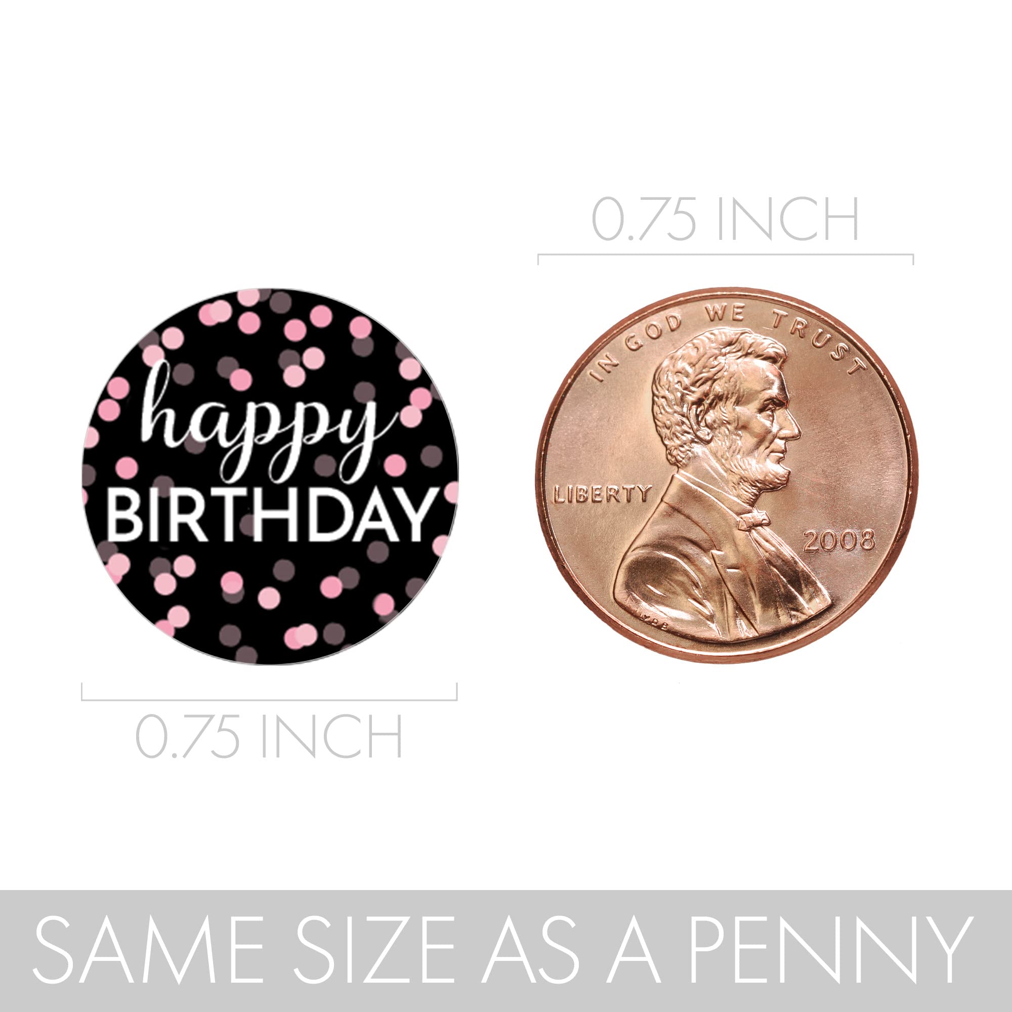 Pink, Black, and White 30th Birthday Party Favor Chocolate Kisses Candy Stickers -180 Count