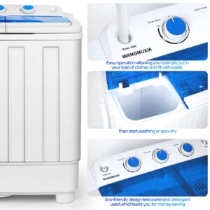 WANGMUXIA Portable Waher and Dryer, 2-in-1 Twin Tub 20lbs Capacity Washer(12lbs) and Spinner dryer(8lbs) Built-in Drain Pump，Timer Function, Apartments, Dorms, College Rooms, RV’s and more