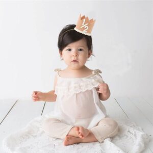 Half Birthday Crown - Brown Crown for Baby's Six Months Birthday Party, Girls/Boys Party Decorations