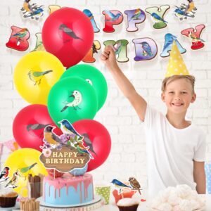 Harloon 32 Pcs Bird Birthday Decoration, Happy Birthday Banner Cake Toppers Hawaiian Balloons Bird Party Decorations for Birthday Wedding Baby Shower Tiki Bar Luau Tropical Themed Supplies