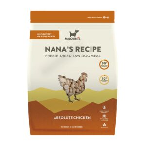 mclovin's freeze dried dog food, nana's recipe (48 oz) - premium raw, grain and gluten free - made in north america - an ideal meal or dog food topper, for all ages and sizes - no refrigeration needed