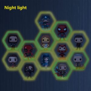 LRANFOW 4 Sets Display Shelves for Funko Pop Display or Other Pop Figures, Wall Mounted Glow at Night