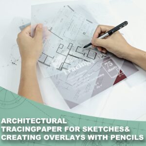 Tracing Paper 8.5x11 inch, 100 Sheets Transparent Vellum Paper for Tracing Pads, 38lb/60gsm Translucent Tracing Paper for Pencil, Marker and Ink - Trace Images, Sketch, Preliminary Drawing, Overlays.