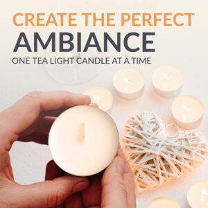 PAMI Premium Long-Lasting with 4 Hours Burning Time Tealight Candles [50-Pack] - Unscented Tea Candles - Paraffin Tealights with Beautiful Flame- Round Candles Perfect for Votive Candle Holders