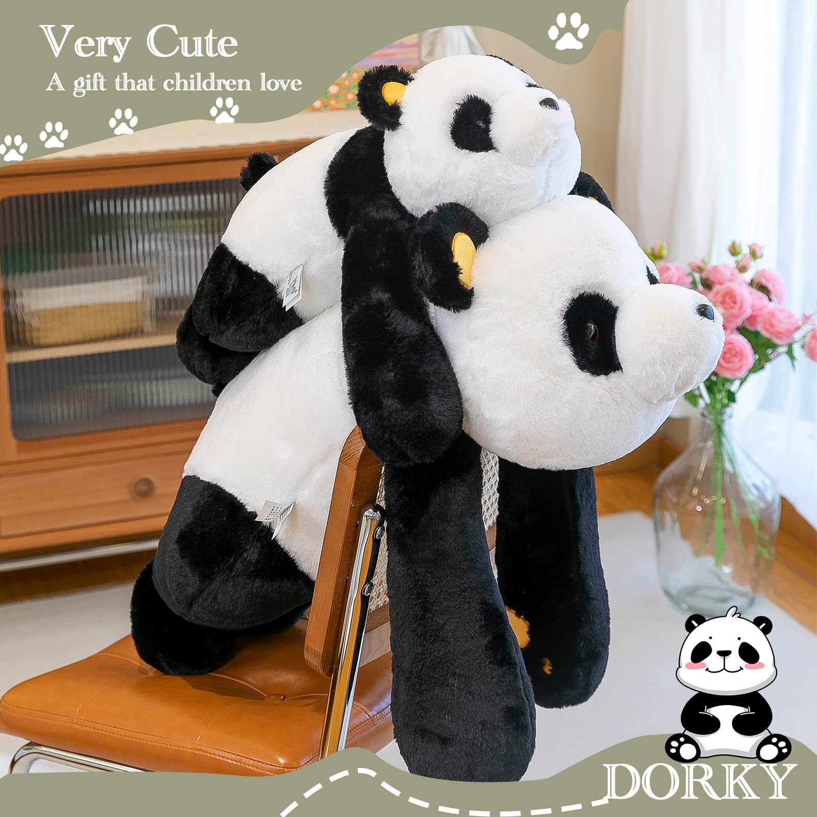 NXNYNZ Panda Stuffed Animal Plush, 25.6in Cute Soft White Hugging Panda Bear Plushies Pillow Toys Doll Kawaii Birthday Gift for for Adults Kids Boys Girls