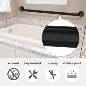 Black Shower Grab Bar w/Anti-Slip Knurled Grip 36 Inch, Zepolu Stainless Steel Bathroom Handicap Grab Bars, Safety Bar Balanced Handrail, Handicap Injury Elderly Senior Assist Support Shower Handle