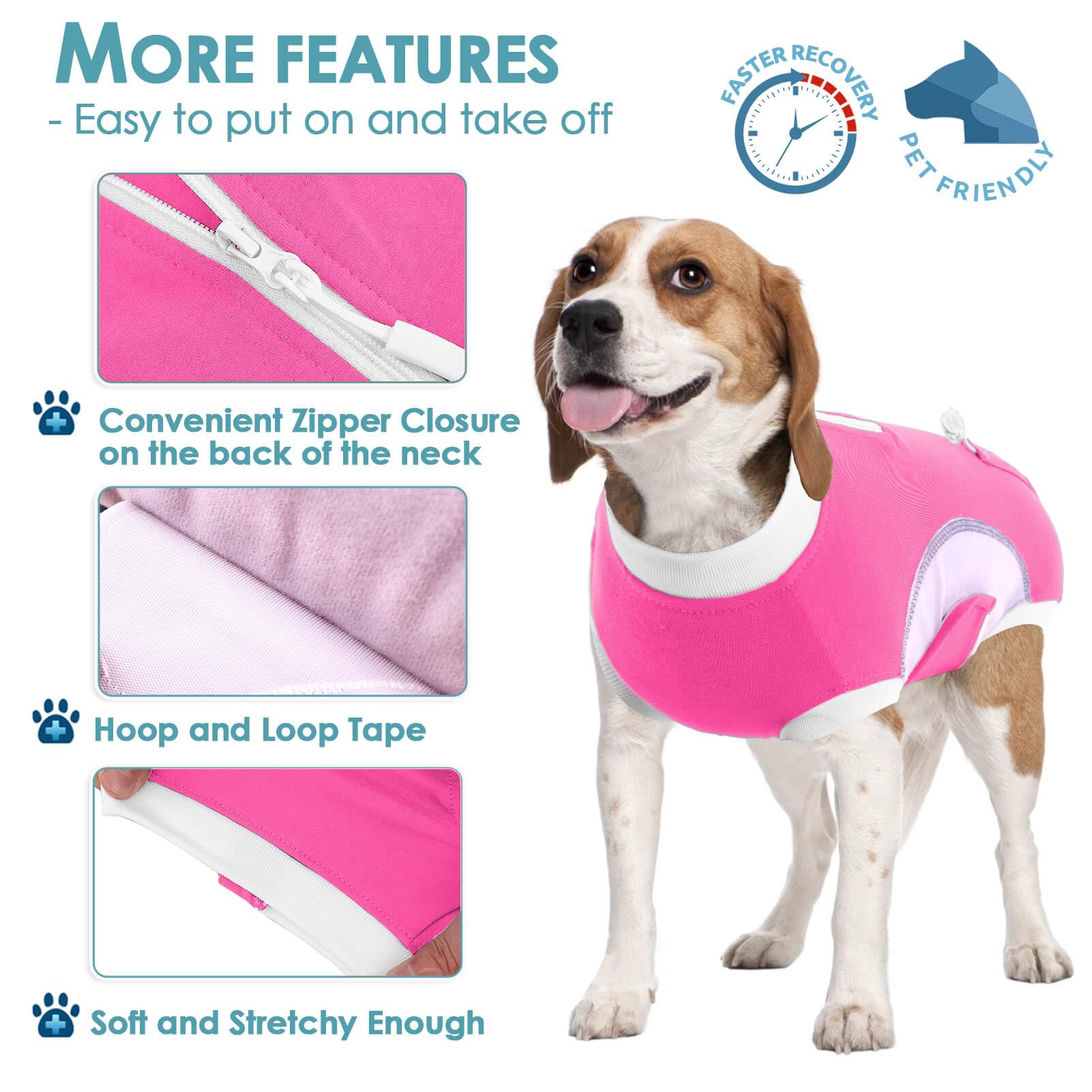 AOFITEE Dog Surgery Recovery Suit, Dog Onesie for Surgery, Soft Cotton Dog Recovery Suit with Zipper & Pee Hole, Substitute E-Collar & Cone, Surgery Recovery Shirt for Female Dogs Cats Spayed