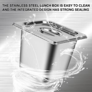 8 Packs Stainless Steel Hotel Pans 1/6 Size x 6" Deep Steam Table Pan with Lids Commercial Food Storage Containers Stackable Metal Steamer Pan Anti-Jam Hotel Pan Restaurant Warm Pans for Buffet Party