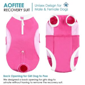 AOFITEE Dog Surgery Recovery Suit, Dog Onesie for Surgery, Soft Cotton Dog Recovery Suit with Zipper & Pee Hole, Substitute E-Collar & Cone, Surgery Recovery Shirt for Female Dogs Cats Spayed