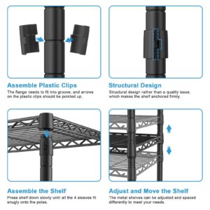 Ulif E4 Clothes Rack, Heavy-Duty Garment Rack, Metal Freestanding Clothing Organization Storage System Can Be L-Shaped with Shelves and Hangers, Max Load 920lbs, 71.6" W x 14.5" D x 79.3" H, Black