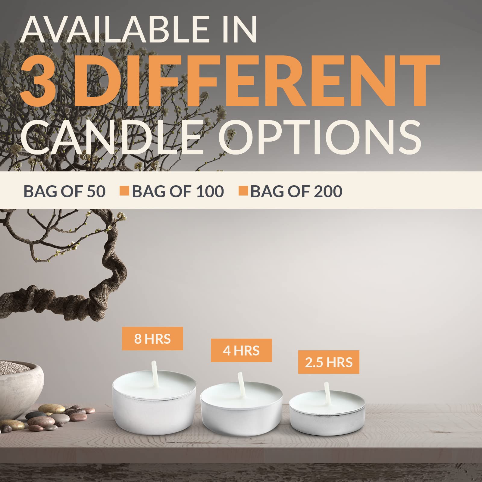 PAMI Premium Long-Lasting with 8 Hours Burning Time Tealight Candles [50-Pack] - Unscented Tea Candles- Paraffin Tealights with Beautiful Flame- Round Candles Perfect for Votive Candle Holders