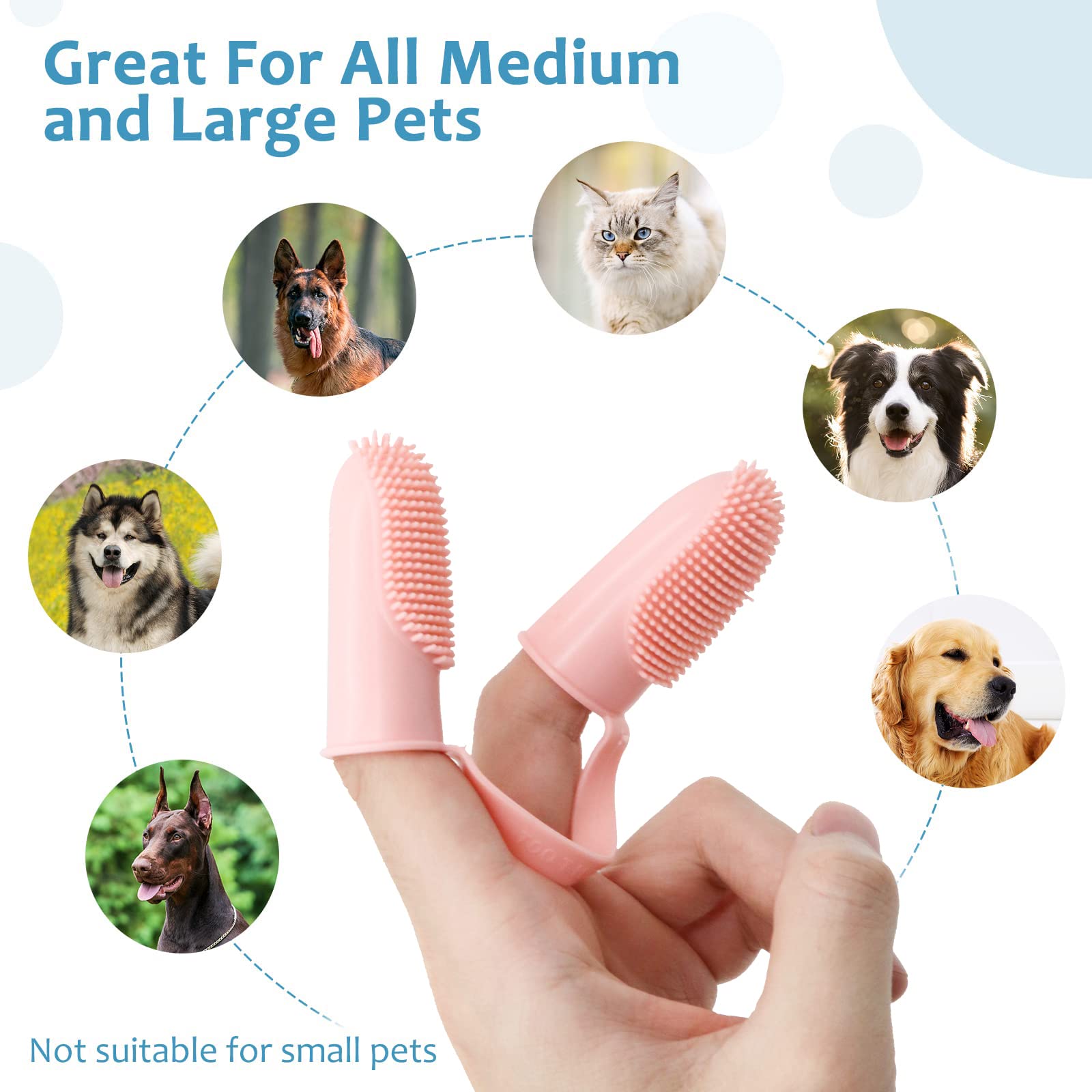 Koiernr Dog Toothbrush Kit, 6Pack Dog Finger Toothbrush for Dog Teeth Cleaning&Dog Dental Care, Cat Toothbrush Dog Tooth Brush Puppy Toothbrush Pet Toothbrush (Pink (6-Pack))