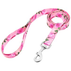 pink dog leash floral cute girl dog leash for puppy,small breed dogs 4 ft/foot dog leash hot pink dog collar harness and leash set