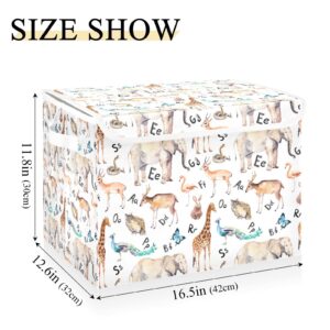 susiyo Zoo Animals Alphabet Letters Storage Bin Collapsible Fabric Storage Basket with Lid