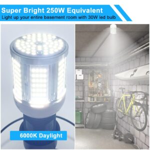 2 Pack 250W Equivalent Led Corn Light Bulb, 3600 Lumen 6000K Daylight 30W LED Corn Lamp, E26/E27 Medium Base for Indoor Garage Factory Warehouse Backyard 85V-265V