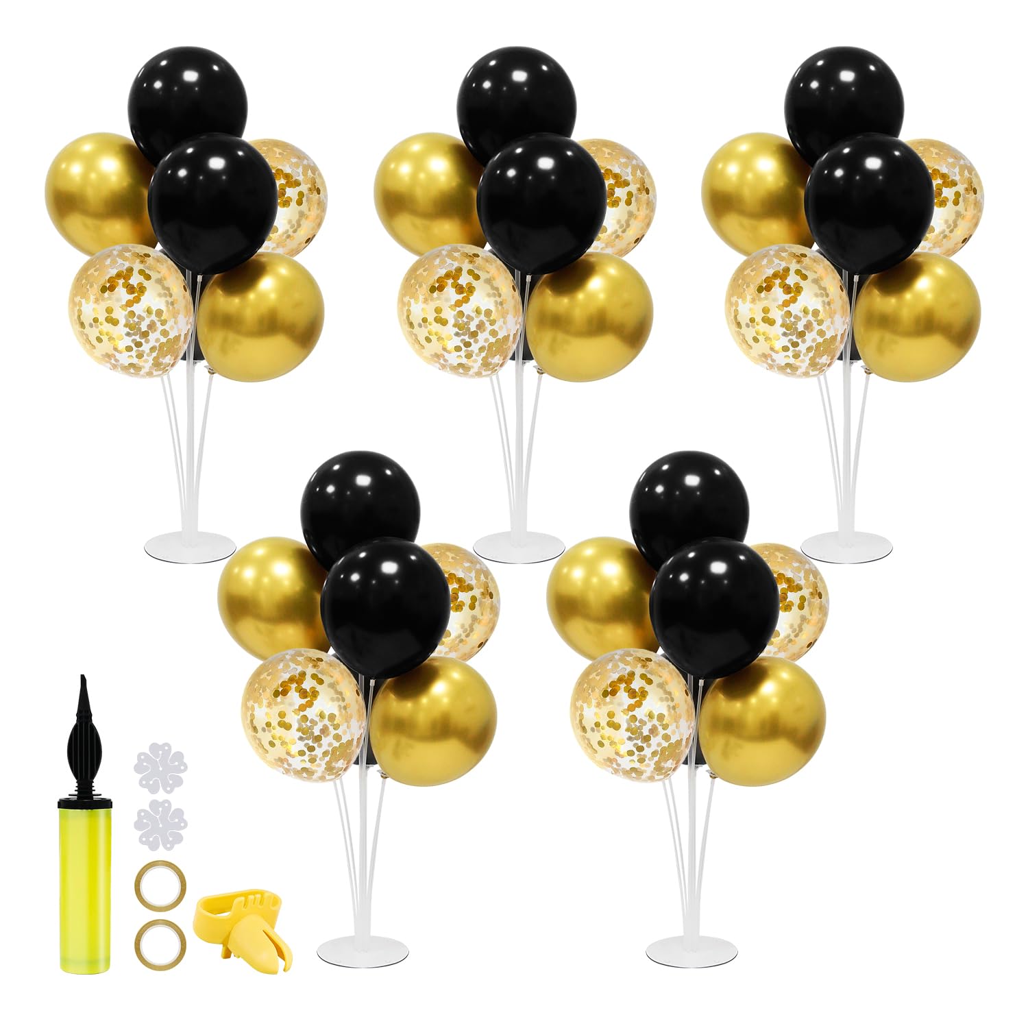 ZJDHPTY Black and Gold Balloon Stand Centerpiece Table Decorations Black and Gold Party Decorations for Birthday Wedding Retirement Anniversary Father's Day New Year Graduation 2024(Black gold set5)