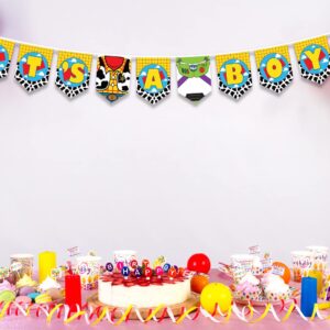 Baby Shower Decorations for Boy, Its A Boy Banner for Baby Shower, Its A Boy Banner Bunting Christening Baby Shower Garland, Toy Theme Story Baby Shower Banner for Boy, Boys Bday Banner Party Favors