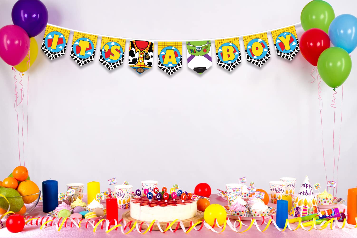 Baby Shower Decorations for Boy, Its A Boy Banner for Baby Shower, Its A Boy Banner Bunting Christening Baby Shower Garland, Toy Theme Story Baby Shower Banner for Boy, Boys Bday Banner Party Favors