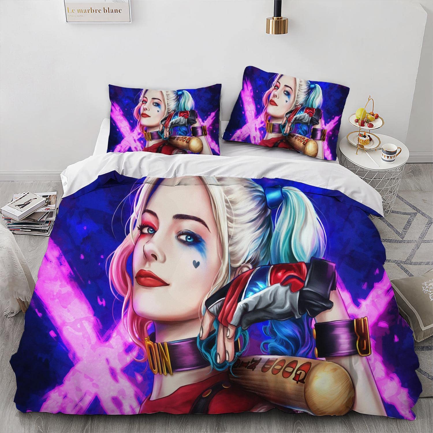 MARRKT Joker Girl Quinn Movie Duvet Cover Set, 100% Microfiber Bedding Sets, 3 Pieces Ultra Soft Skin-Friendly Comforter Cover Set (1 DuvetCover+2 Pillowcase) (09,Twin 68×86inch)