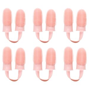 koiernr dog toothbrush kit, 6pack dog finger toothbrush for dog teeth cleaning&dog dental care, cat toothbrush dog tooth brush puppy toothbrush pet toothbrush (pink (6-pack))