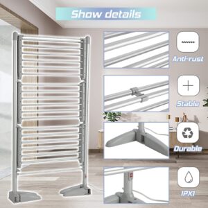 TRAGLO Heated Drying Rack Folding Electric Clothes Drying Rack Collapsible Laundry Drying Rack Free-Standing Heating Garment Dryer Towel Rail Space Saving for Home Indoor Outdoor