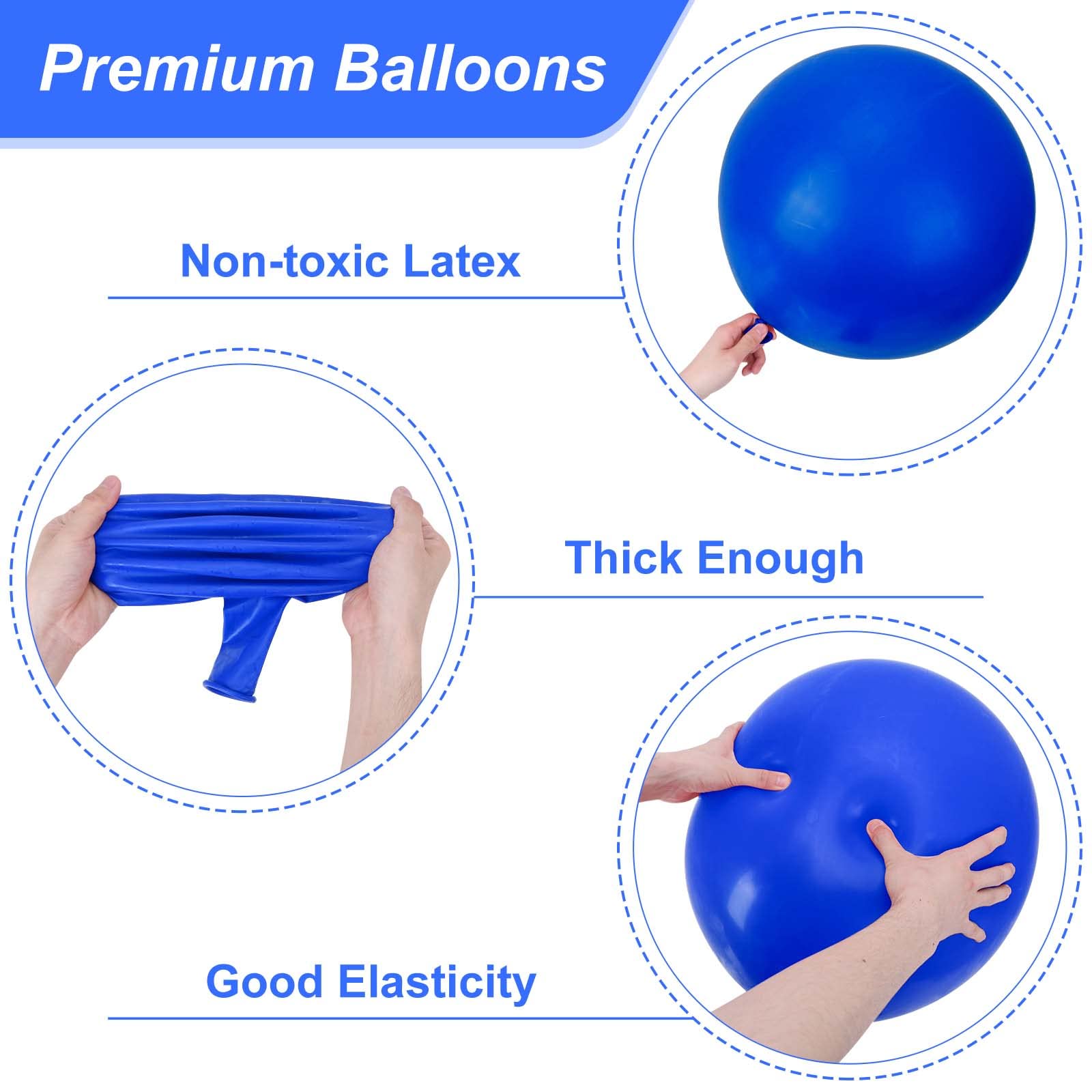 RUBFAC 36in Royal Blue Giant Balloons, 5pcs Royal Blue Latex Helium Balloons for Birthday Party Photo Shoot Graduation Baby Shower Decoration