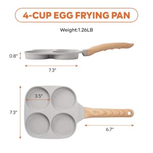 WonLynn Granite Egg Pan, 4-Cup Nonstick Omelet Pan,Lightweight and Easy to Clean Frying Pan for Breakdast and Pancake,Suitable for Gas Stove and Induction Cookers