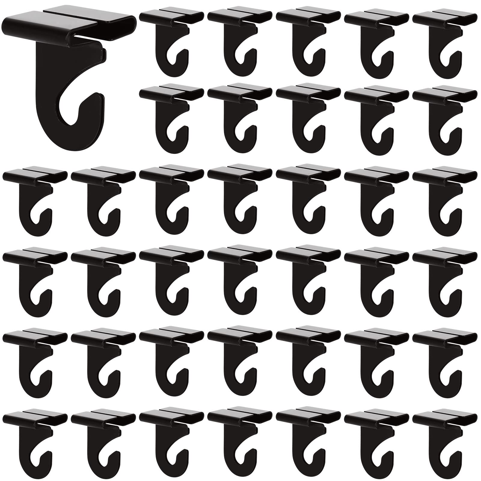 100 Pieces Metal Drop Ceiling Hooks, Right and Left Black Ceiling Hooks T-Bar Track Clip for Hanging Plants & Decorations, 20lbs Capacity Suspended Ceiling Hanger for Classrooms Offices