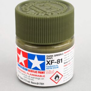 tamiya acrylic mini xf-81 dark green 2 raf 10ml bottle tam81781 plastics paint acrylic