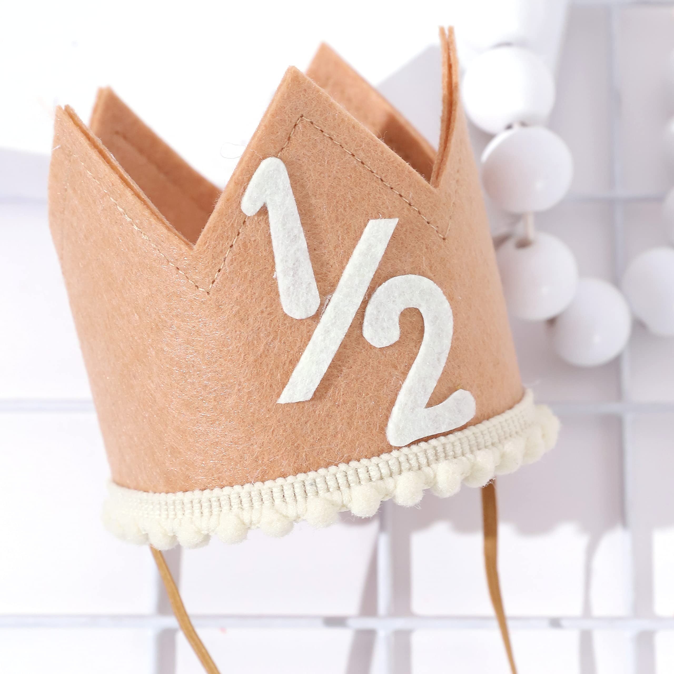 Half Birthday Crown - Brown Crown for Baby's Six Months Birthday Party, Girls/Boys Party Decorations