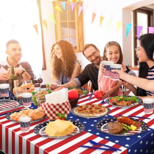 Patriotic Party Supplies,152Pcs American Flag Themed Party Set, Patriotic Party Decorations, American Flag Tablecloths,4th of July Plates Cups, Red White and Blue Decor for Outside, Picnic, Memorial