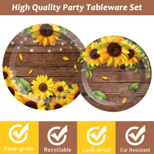 50 Guests Sunflower Bridal Birthday Party Supplies Set Summer Sunflower Plates Napkins Party Supplies Sunflower Decoration Sunflower Bridal Party Tableware for Men Women Boy Girl Sunflower 200 PCS