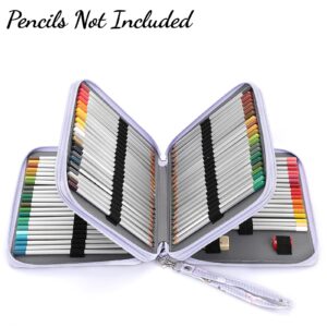 BTSKY Colored Pencil Case- 120 Slots Pencil Holder Large Capacity Pencil Organizer with Handle Strap Handy Colored Pencil Box with Printing Pattern (Purple Butterfly)