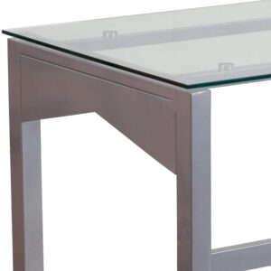 EMMA + OLIVER Desk with Clear Tempered Glass Top